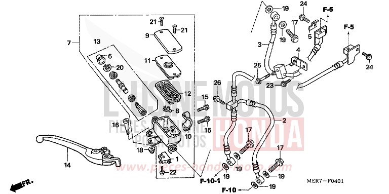 FR. BRAKE MASTER CYLINDER (CBF600SA6/NA6) for CBF600N ABS INTERSTELLAR BLACK METALLIC (NHA12) from 2006